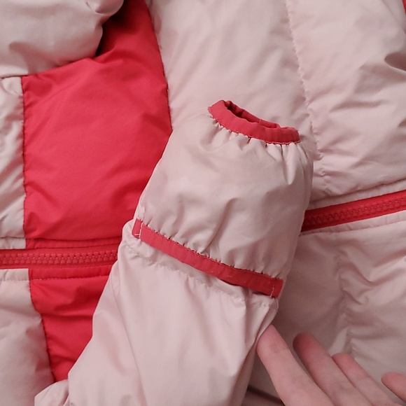 The North Face Pink Peach Baby Girl Moondoggy Hoodie Winter Coat Jacket Sz18-24m - Picture 3 of 13